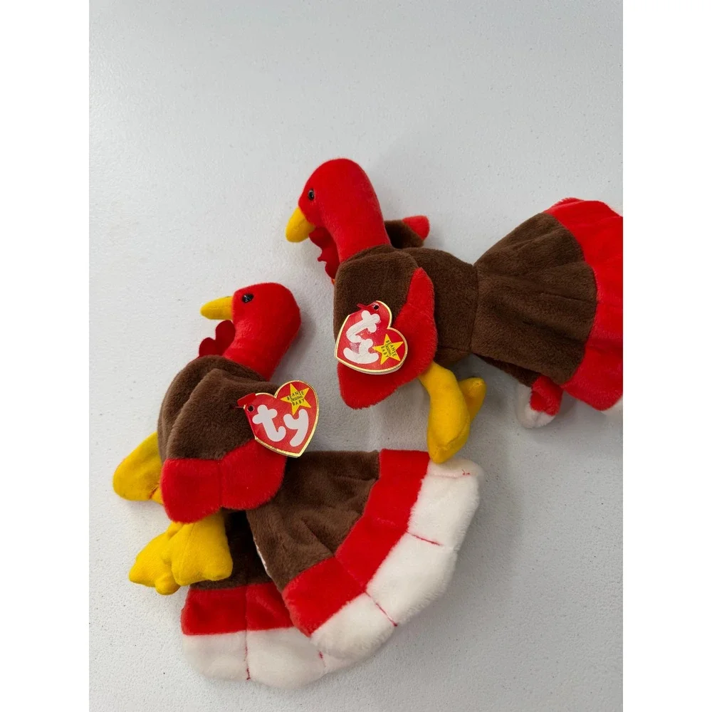 Ty Beanie Babies Gobbles Turkey Plush 1996 Vintage Thanksgiving Brown Red 9 inch